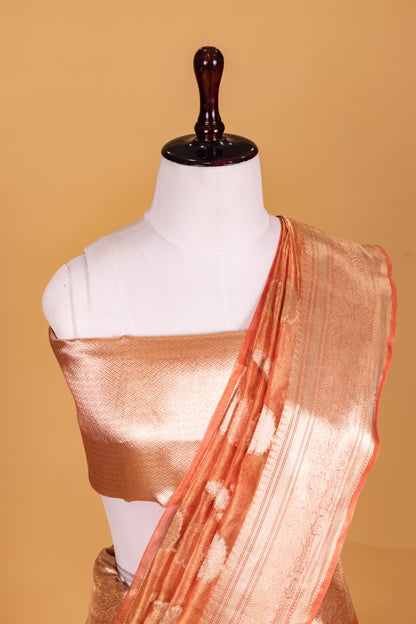 Orange Tissue Pure Silk Dyed Saree