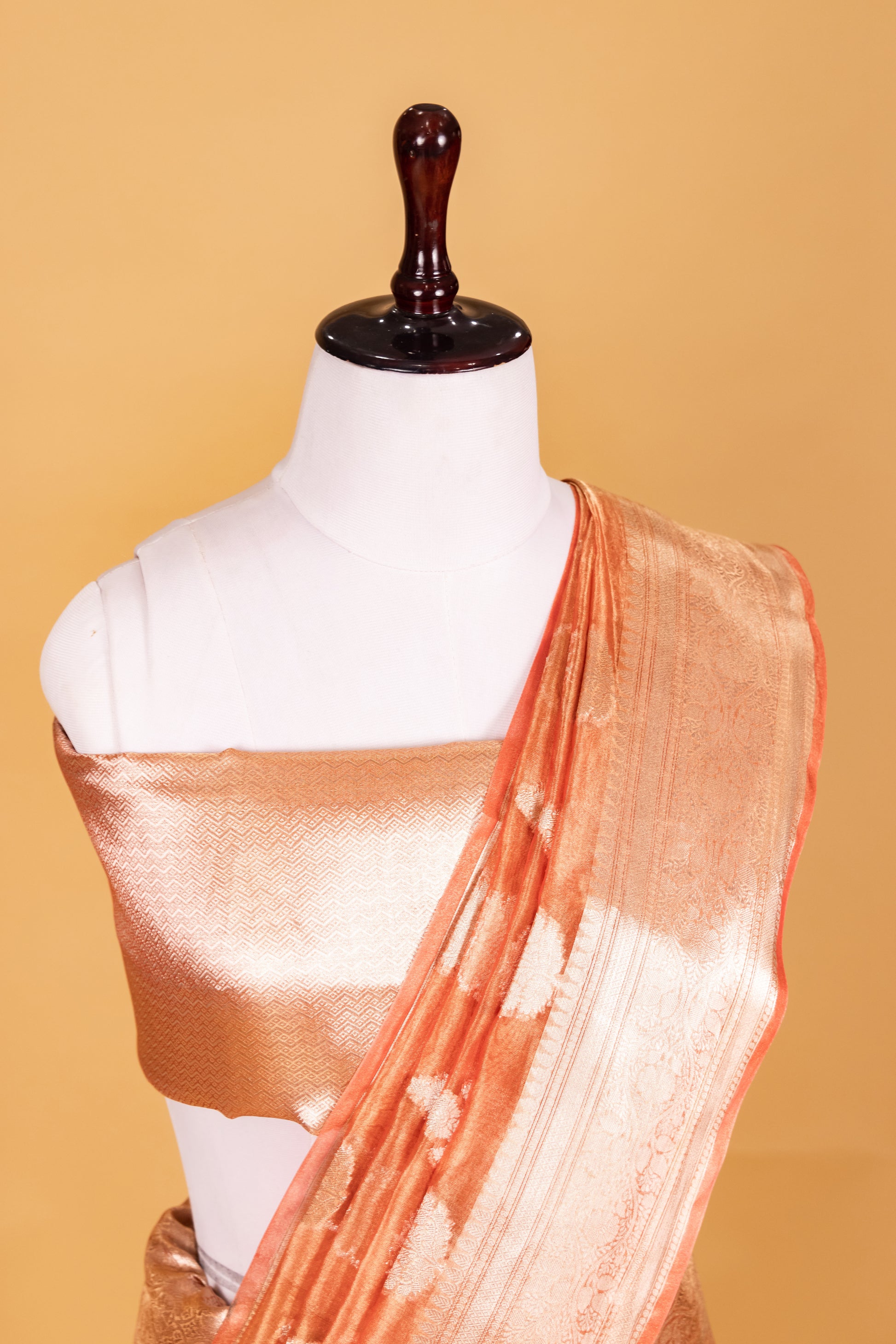 Orange Tissue Pure Silk Dyed Saree